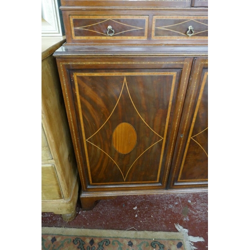 191 - Edwardian inlaid bookcase cabinet - Approx size W: 91cm D: 44cm H: 203cm