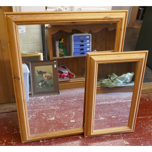 212 - 2 pine framed mirrors