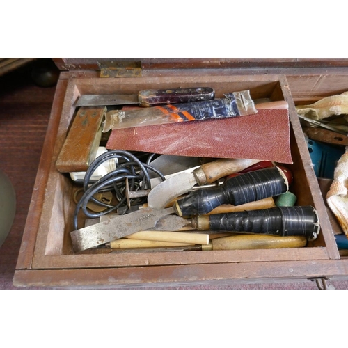 216 - Carpentry chest and tools