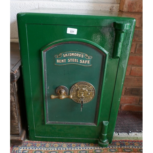 221 - Antique safe with key - Approx size W: 46cm D: 44cm H: 66cm