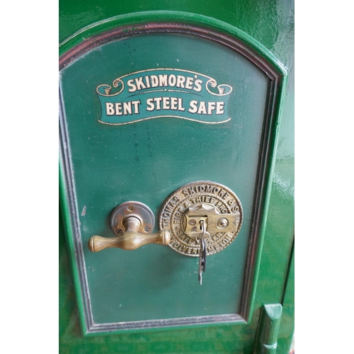 221 - Antique safe with key - Approx size W: 46cm D: 44cm H: 66cm