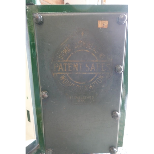 221 - Antique safe with key - Approx size W: 46cm D: 44cm H: 66cm