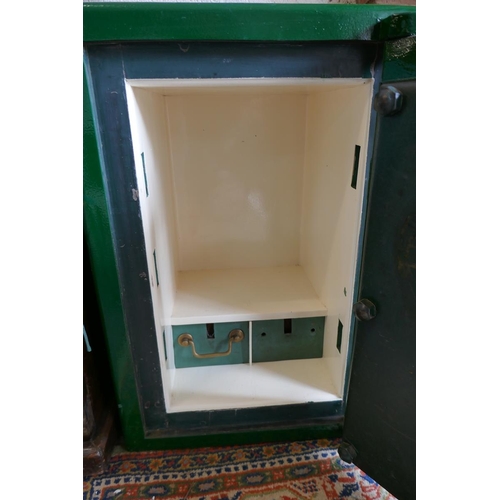 221 - Antique safe with key - Approx size W: 46cm D: 44cm H: 66cm