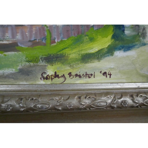 227 - Oil on canvas - The Cottage Garden signed by Sophie Bristol 1994 together with another - Approx imag... 