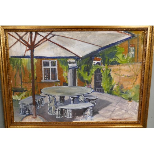 227 - Oil on canvas - The Cottage Garden signed by Sophie Bristol 1994 together with another - Approx imag... 