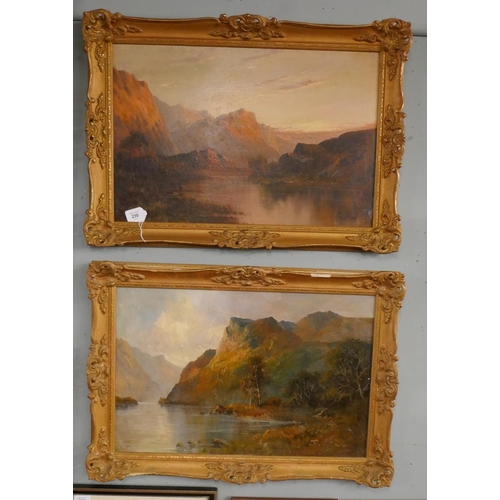 230 - Pair of oils on canvas - Scottish Loch scenes signed Phil Hips - Approx image size: 59cm x 39cm