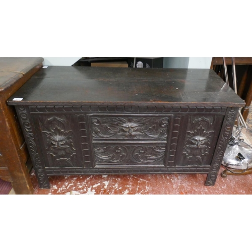 237 - Carved oak coffer