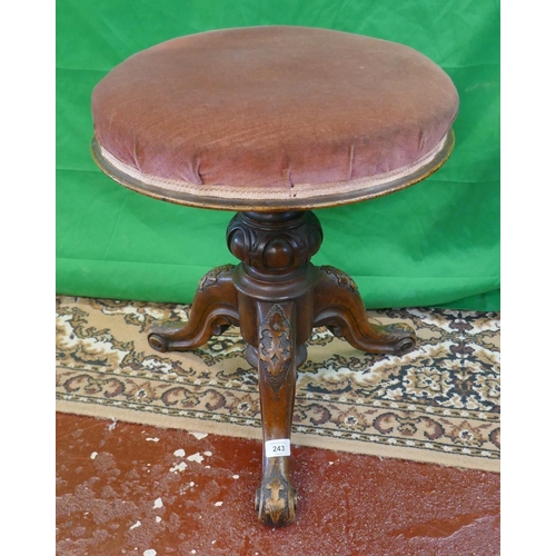 243 - Antique adjustable piano stool