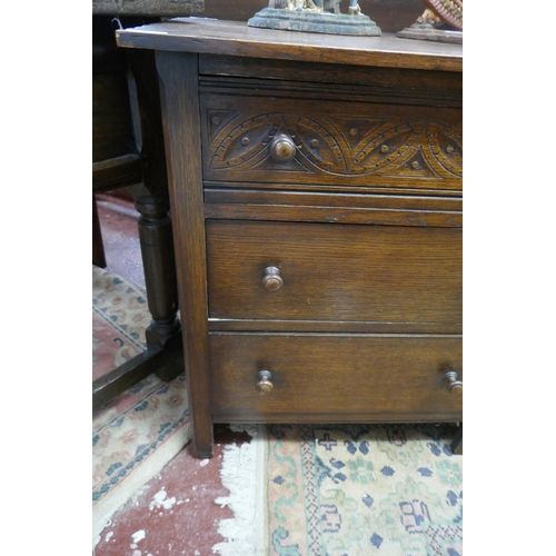 244 - Oak chest of 3 drawers - Approx size W: 69cm D: 46cm H: 78cm