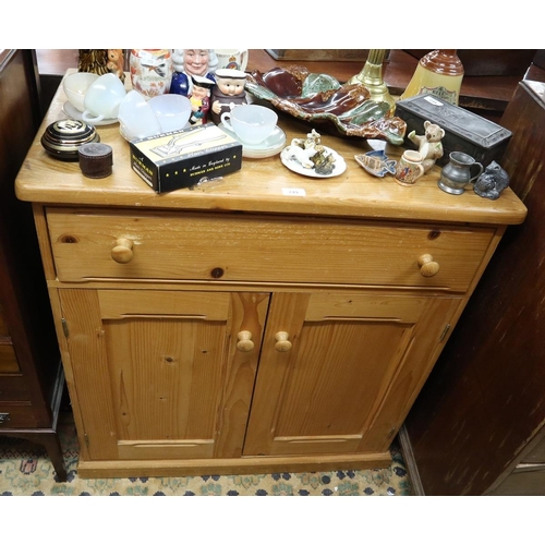 249 - Small pine cupboard with drawer - Approx size W: 88cm D: 48cm H: 91cm