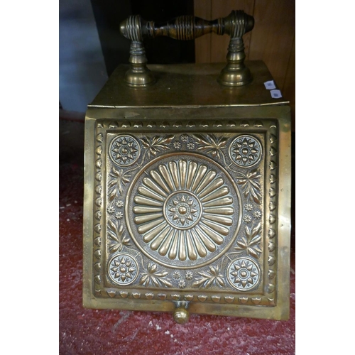 257 - 2 Ornate brass coal boxes