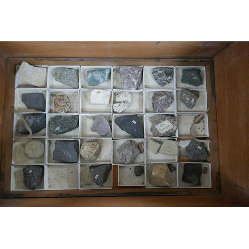 258 - Victorian box containing trays of rock samples and corresponding paperwork - J. Tennant mineralogist... 