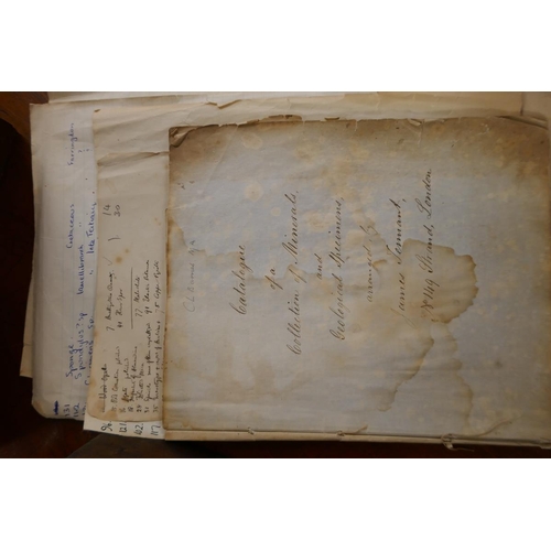 258 - Victorian box containing trays of rock samples and corresponding paperwork - J. Tennant mineralogist... 