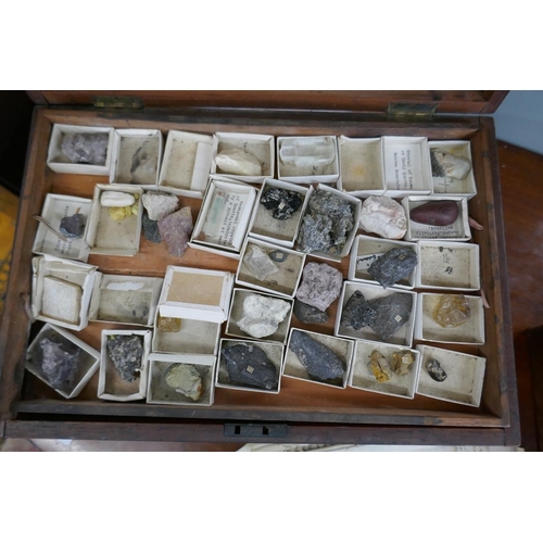 258 - Victorian box containing trays of rock samples and corresponding paperwork - J. Tennant mineralogist... 