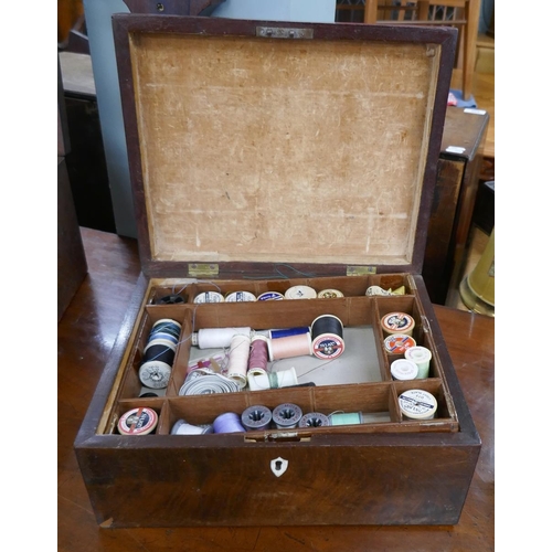 259 - Victorian sewing box and contents