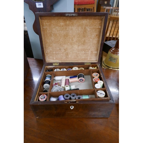 259 - Victorian sewing box and contents