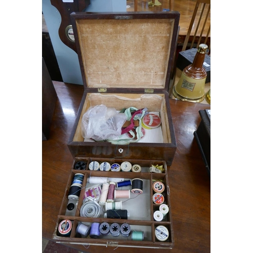 259 - Victorian sewing box and contents