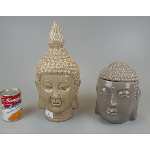 262 - Ceramic Buddha image together with a ceramic budda incence oil burner - Approx height of tallest: 34... 