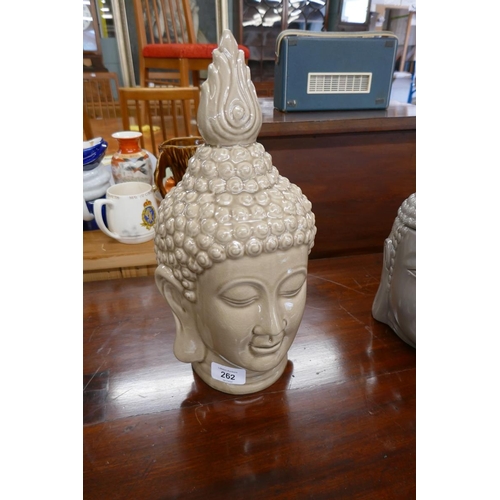 262 - Ceramic Buddha image together with a ceramic budda incence oil burner - Approx height of tallest: 34... 