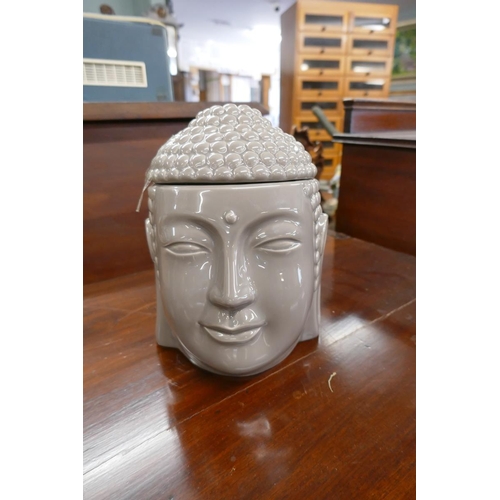 262 - Ceramic Buddha image together with a ceramic budda incence oil burner - Approx height of tallest: 34... 