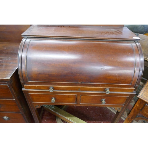 263 - Edwardian cylinder desk - Approx size W: 75cm D: 47cm H: 110cm