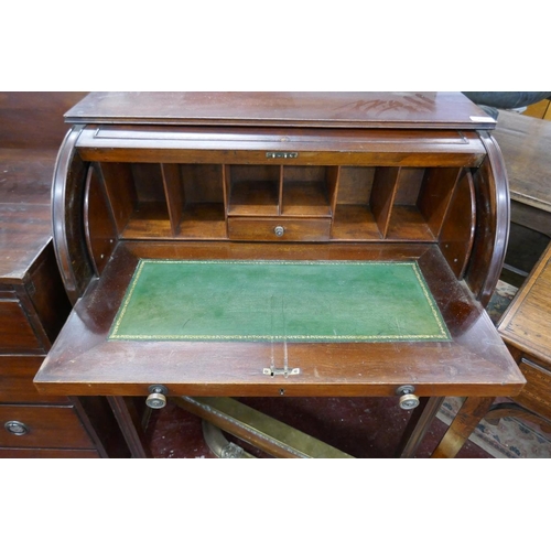 263 - Edwardian cylinder desk - Approx size W: 75cm D: 47cm H: 110cm