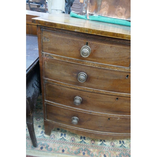 270 - 19thC bow fronted chest of 2 over 3 drawers - Approx size W: 106cm D: 59cm H: 101cm