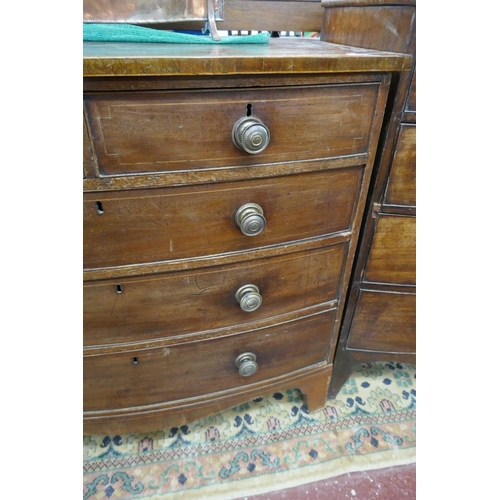 270 - 19thC bow fronted chest of 2 over 3 drawers - Approx size W: 106cm D: 59cm H: 101cm