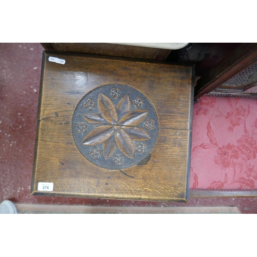 276 - Carved oak pot cupboard - Approx size W: 43cm D: 39cm H: 63cm