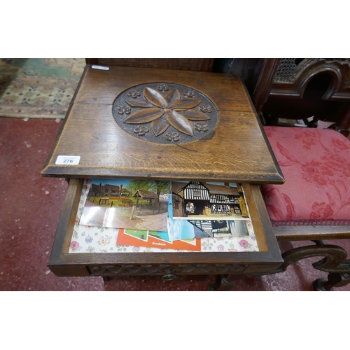 276 - Carved oak pot cupboard - Approx size W: 43cm D: 39cm H: 63cm