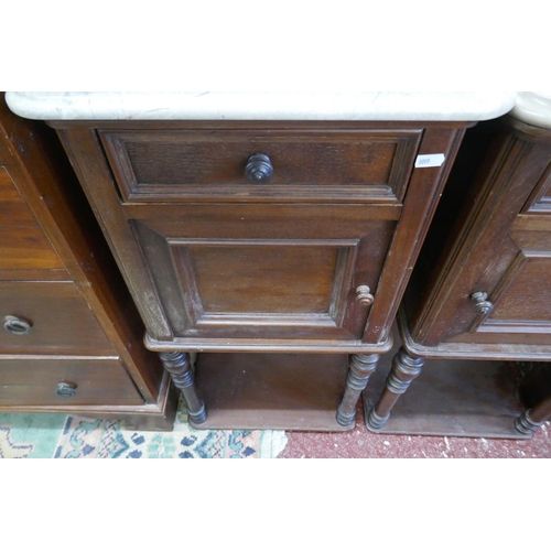 277 - Pair of Victorian marble topped bedside cabinets - Approx size W: 40cm D: 40cm H: 74cm