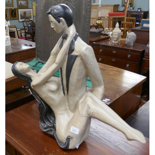 279 - Large Art Deco figures - Approx height: 56cm