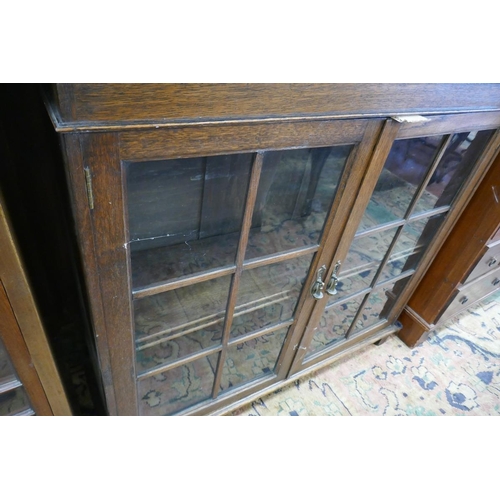 280 - Small oak glazed display cabinet - Approx size W: 107cm D: 33cm H: 99cm