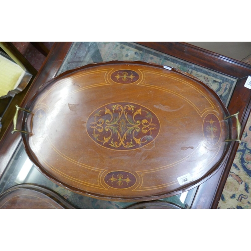 285 - 2 antique galleried trays