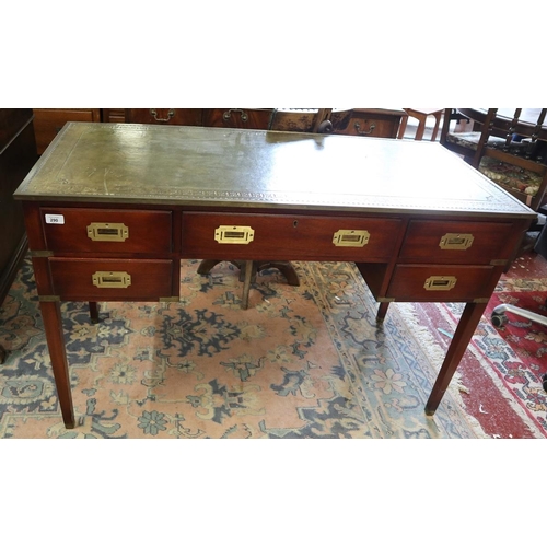 290 - Leather top mahogany desk - Approx size W: 121cm D: 55cm H: 76cm