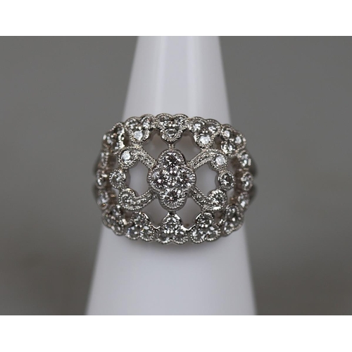 32 - Platinum and diamond set ring - Approx size: M
