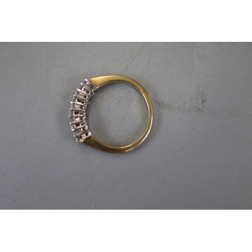 34 - Fine 18ct gold 5 stone diamond set ring - Approx size: L