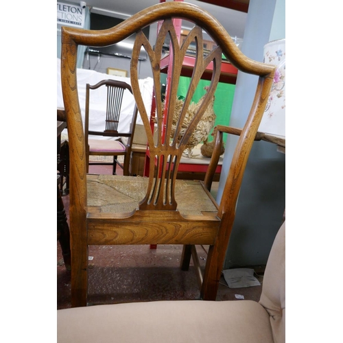 349 - Antique elm elbow chair