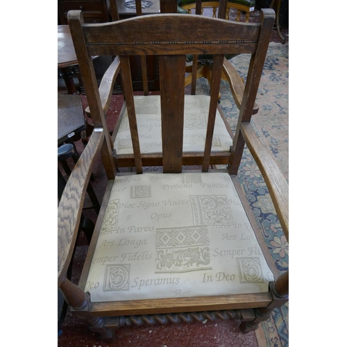 354 - Pair of oak barley-twist armchairs 