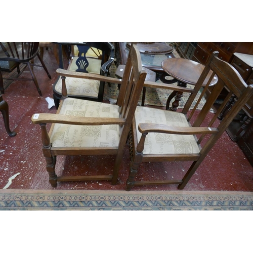 354 - Pair of oak barley-twist armchairs 