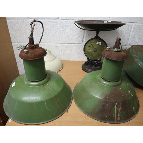 362 - Pair of large vintage enamel light shades