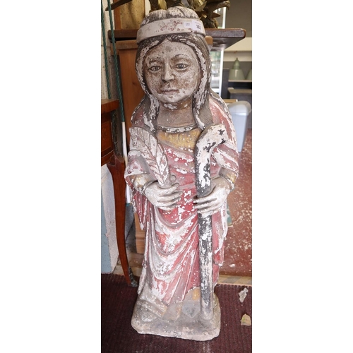 363 - Polychrome Native American statue - Approx height: 96cm