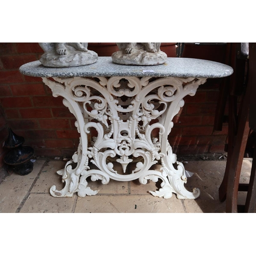 365 - Marble top cast iron garden table 