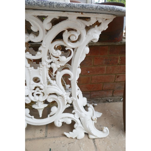 365 - Marble top cast iron garden table 