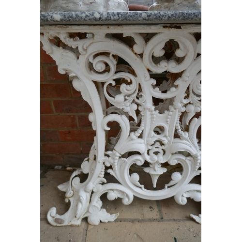 365 - Marble top cast iron garden table 