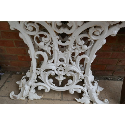 365 - Marble top cast iron garden table 