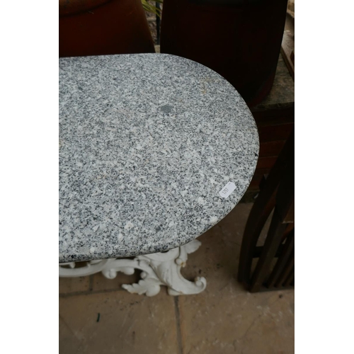 365 - Marble top cast iron garden table 