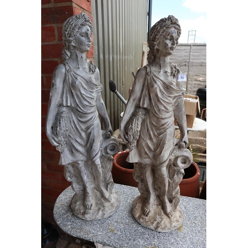 366 - Pair of water maiden statues - Approx height: 83cm