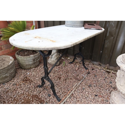 374 - Marble top metal garden table