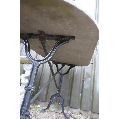 374 - Marble top metal garden table